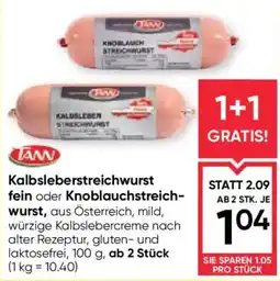 Maximarkt TANN Kalbsleberstreichwurst Angebot