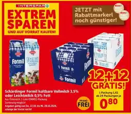 Interspar Schärdinger Formil haltbare Vollmilch 3,5% oder Leichtmilch 0,5% Fett Angebot