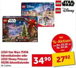 Interspar LEGO Star Wars Adventkalender oder LEGO Disney Princess Adventkalender Angebot