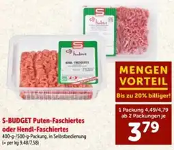 Interspar S-Budget Puten-Faschiertes oder Hendl-Faschiertes Angebot