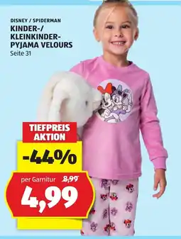 Hofer Disney / Spiderman Kinder-/ Kleinkinder-Pyjama Velours Angebot