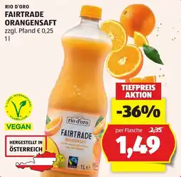 Hofer Rio d'Oro Fairtrade Orangensaft Angebot