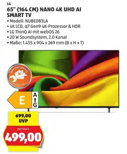 Hofer LG 65" (164 CM) NANO 4K UHD AI SMART TV Angebot