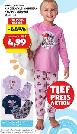 Hofer Disney / Spiderman Kinder-/Kleinkinder-Pyjama Velours Angebot