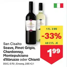 MPreis San Cisalto Soave, Pinot Grigio, Chardonnay, Montepulciano d'Abruzzo oder Chianti Angebot