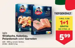 MPreis iglo Wildlachs, Kabeljau, Polardorsch oder Garnelen Angebot