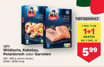 Iglo Wildlachs, Kabeljau, Polardorsch oder Garnelen