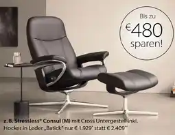 Rutar Stressless Consul (M) mit Cross Untergestell inkl. Hocker in Leder ,,Batick" Angebot
