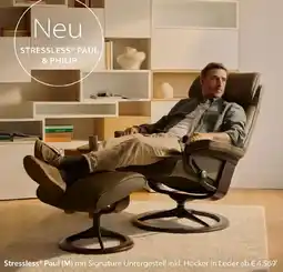 Rutar Stressless Paul (M) mit Signature Untergestell inkl. Hocker in Leder Angebot