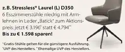 Rutar Stressless Laurel (L) D350 6 Esszimmerstühle niedrig mit Armlehnen in Leder Angebot