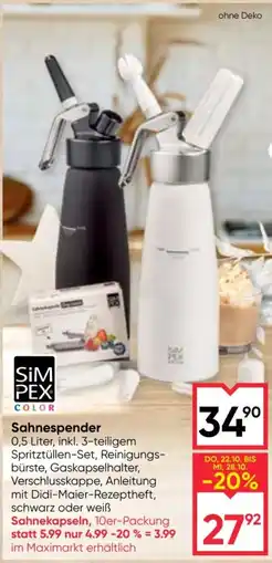 Maximarkt Sahnespender SIMPEX COLOR Angebot