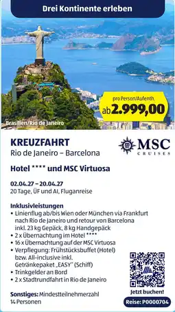Hofer Reisen Kreuzfahrt Rio de Janeiro – Barcelona Angebot