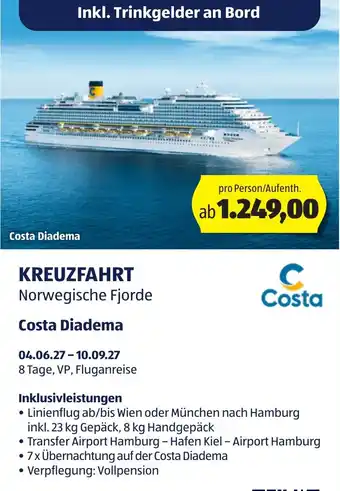 Kreuzfahrt Norwegische Fjorde Costa Diadema