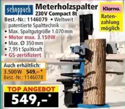 Norma Scheppach Meterholzspalter 230V Compact 8t Angebot