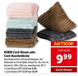 Interspar RUBIN Cord-Kissen oder Cord-Kuscheldecke Angebot