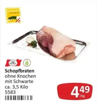Schopfbraten ohne Knochen mit Schwarte