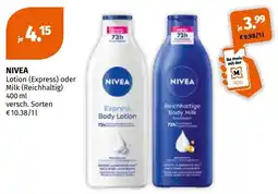 Müller NIVEA Lotion (Express) oder Milk (Reichhaltig) Angebot