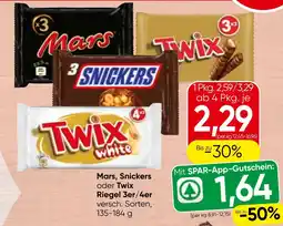 Spar Mars, Snickers oder Twix Riegel Angebot