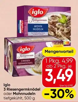 Spar Iglo 3 Riesengermknödel oder Mohnnudeln Angebot
