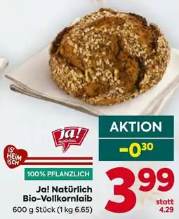 Billa Ja! Natürlich Bio-Vollkornlaib Angebot