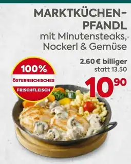 Billa Marktküchen-Pfandl mit Minutensteaks, Nockerl & Gemüse Angebot