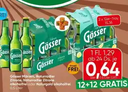 Eurospar Gösser Märzen, Naturradler Zitrone, Naturradler Zitrone alkoholfrei oder Naturgold alkoholfrei Angebot