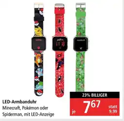 Pagro Diskont LED-Armbanduhr Minecraft, Pokémon oder Spiderman, mit LED-Anzeige Angebot