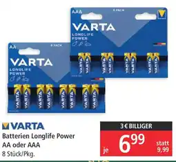 Pagro Diskont VARTA Batterien Longlife Power Angebot