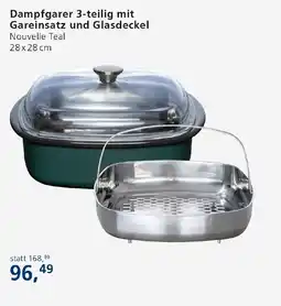 Strasser Markt Dampfgarer 3-teilig mit Gareinsatz und Glasdeckel Nouvelle Teal Angebot