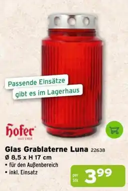 Salzburger Lagerhaus Hofer Glas Grablaterne Luna Angebot