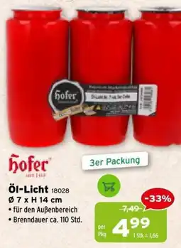 Salzburger Lagerhaus hofer Öl-Licht Angebot