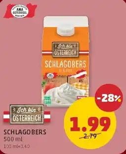 PENNY Ich bin Österreich Schlagobers Angebot