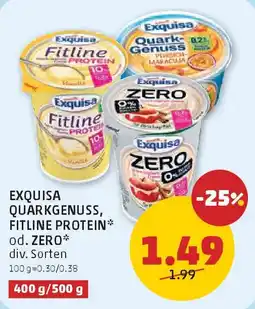 PENNY Exquisa Quarkgenuss, Fitline Protein* od. ZERO* Angebot