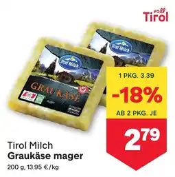 MPreis Tirol Milch Graukäse mager Angebot