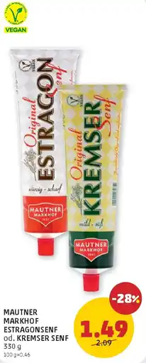 PENNY Mautner Markhof Estragon Senf od. Kremser Senf Angebot