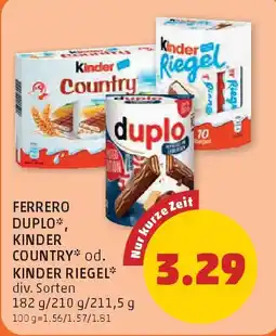 PENNY Ferrero Duplo, Kinder Country od. Kinder Riegel Angebot