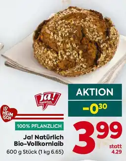 Billa Ja! Natürlich Bio-Vollkornlaib Angebot