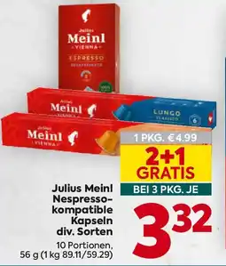 Billa Julius Meinl Nespresso-kompatible Kapseln Angebot