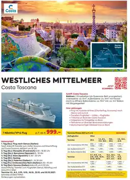Billa Reisen Westliches mittelmeer Costa Toscana Angebot