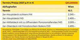 Billa Reisen 2er-Hauptdeck achtern/HX Angebot