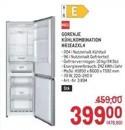 Metro Gorenje Kühlkombination Angebot
