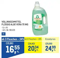 Metro Frisch Vollwaschmittel Flüssig Aloe Vera 75 WG Angebot