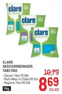 Metro Claro Geschirrreiniger Tabs Öko Angebot