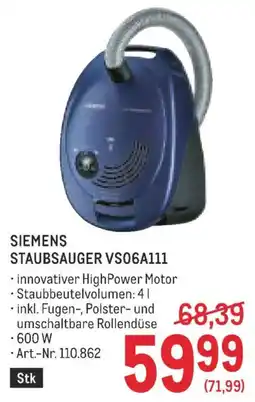 Metro Siemens Staubsauger VS06A111 Angebot
