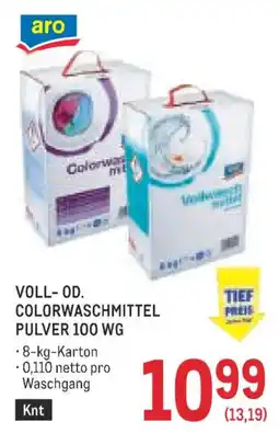 Metro aro Voll-OD. Colorwaschmittel Pulver 100 WG Angebot