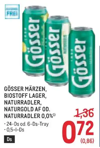 Gösser Märzen, Biostoff Lager, Naturradler, Naturgold af od. Naturradler 0,0%
