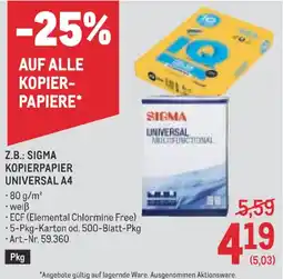 Metro Sigma Kopierpapier Universal A4 Angebot