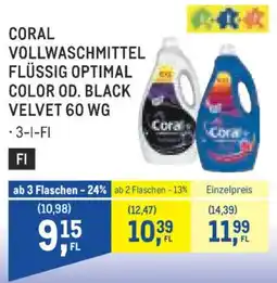 Metro Coral Vollwaschmittel Flüssig Optimal Color Od. Black Velvet 60 WG Angebot