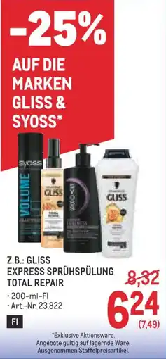 Metro Gliss Express Sprühspülung Total Repair Angebot