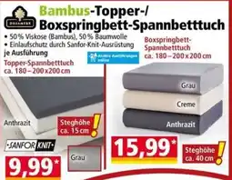 Norma Bambus-Topper-/Boxspringbett-Spannbetttuch Angebot